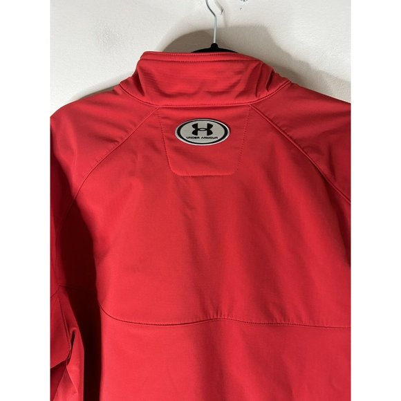 Under Armor Softshell Jacket Size Large L Soft Shell Red Gray Full Zip Coat - Picture 7 of 12